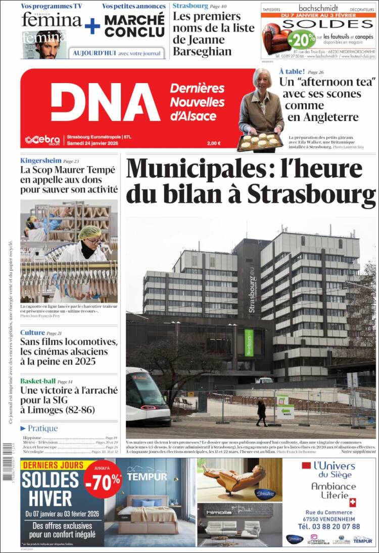 Portada de Les Dernières Nouvelles d'Alsace (Francia)