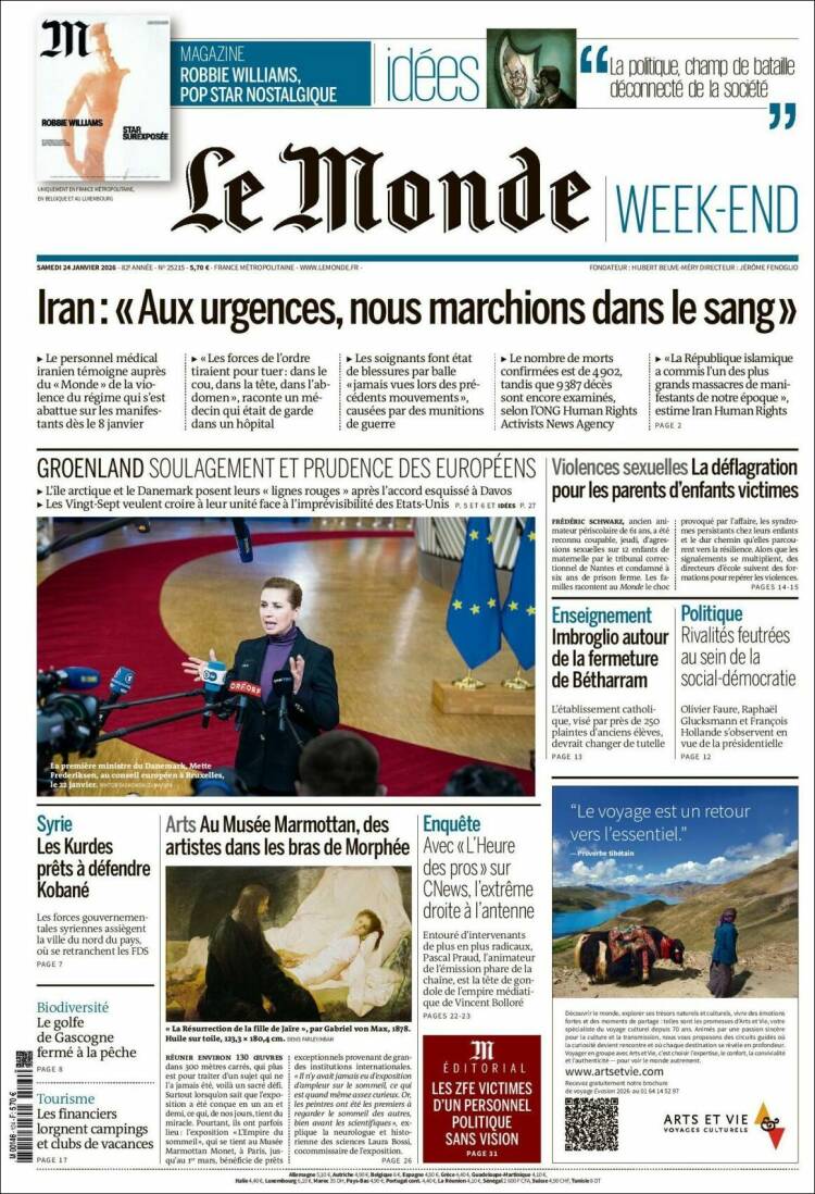 Portada de Le Monde (France)