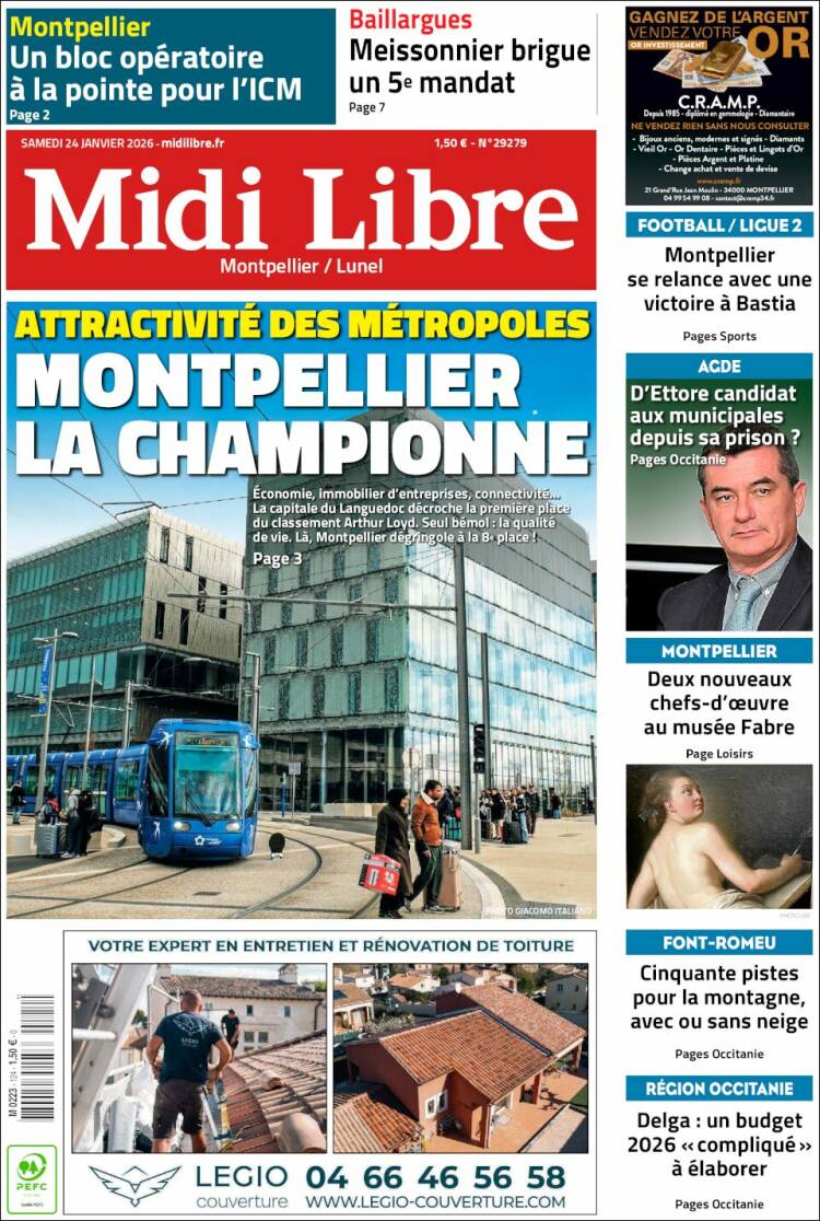 Portada de Midi Libre (Francia)