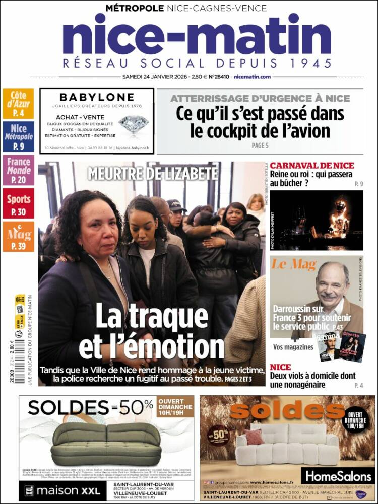 Portada de Nice-Matin (Francia)