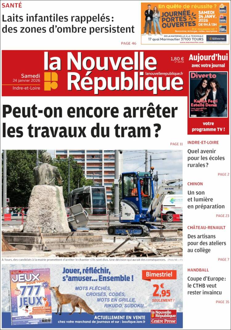Portada de La Nouvelle Republique (Francia)