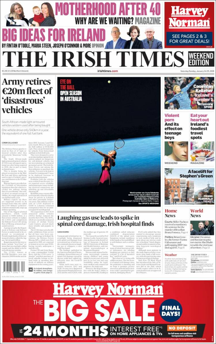 Portada de Irish Times (Irlanda)