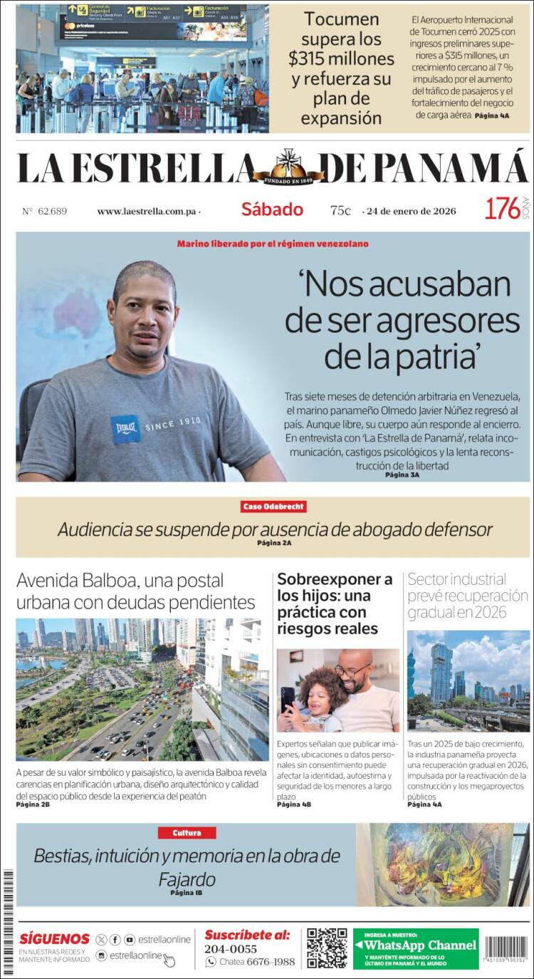 Portada de La Estrella de Panamá (Panam&aacute;)