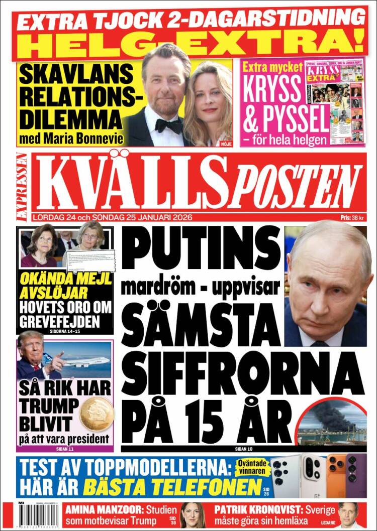 Portada de Kvällsposten (Suecia)