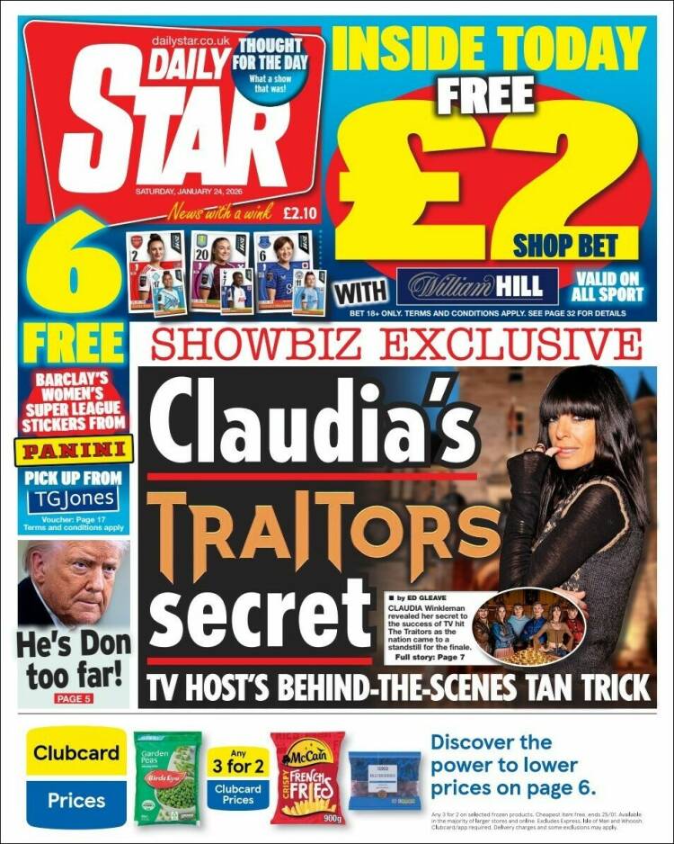 Portada de Daily Star (Reino Unido)