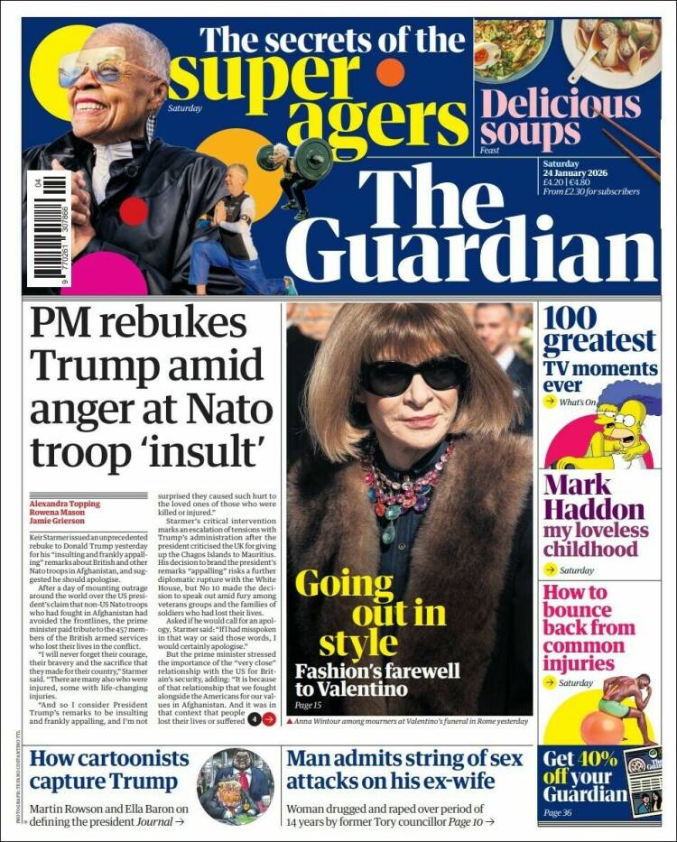 Portada de The Guardian (Reino Unido)