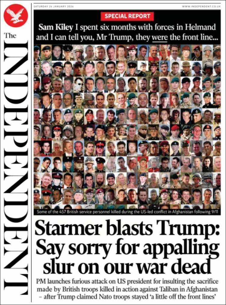 Portada de The Independent (Reino Unido)