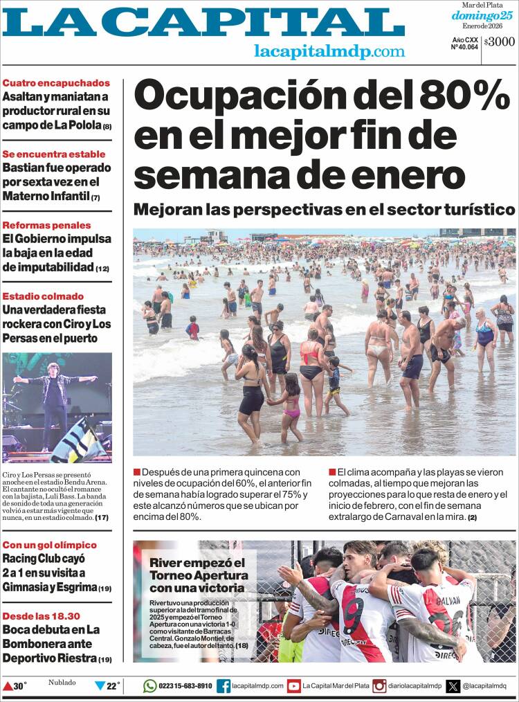 Portada de Diario La Capital - Mar del Plata (Argentina)