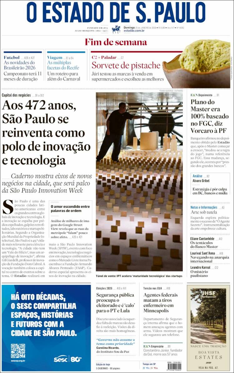Portada de O Estado de São Paulo (Brasil)
