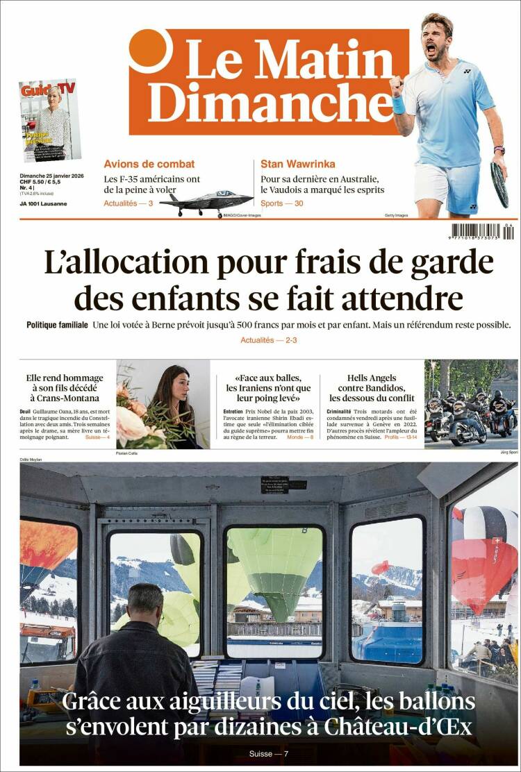 Portada de Le Matin (Suiza)