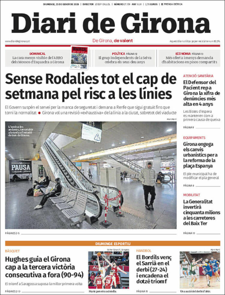 Portada de Diari de Girona (Espa&ntilde;a)