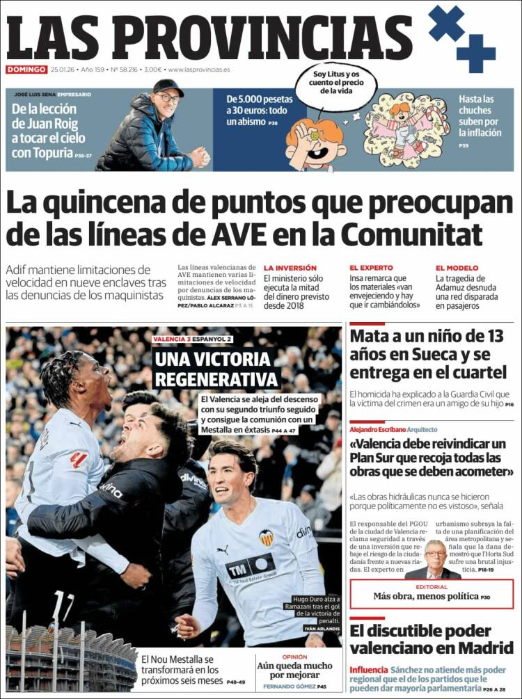 Portada de Las Provincias (Espa&ntilde;a)
