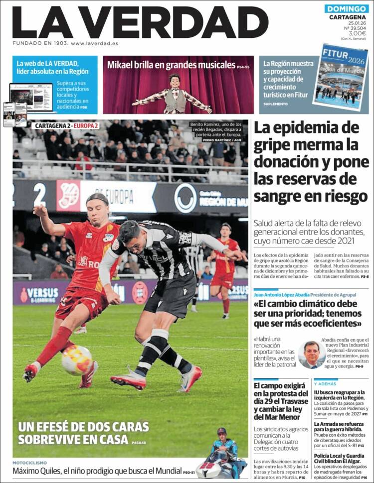 Portada de La Verdad de Cartagena (Espa&ntilde;a)