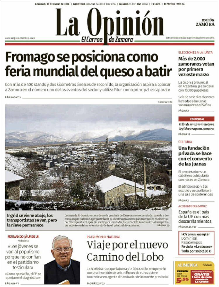 Portada de La Opinión - El Correo de Zamora (Espa&ntilde;a)