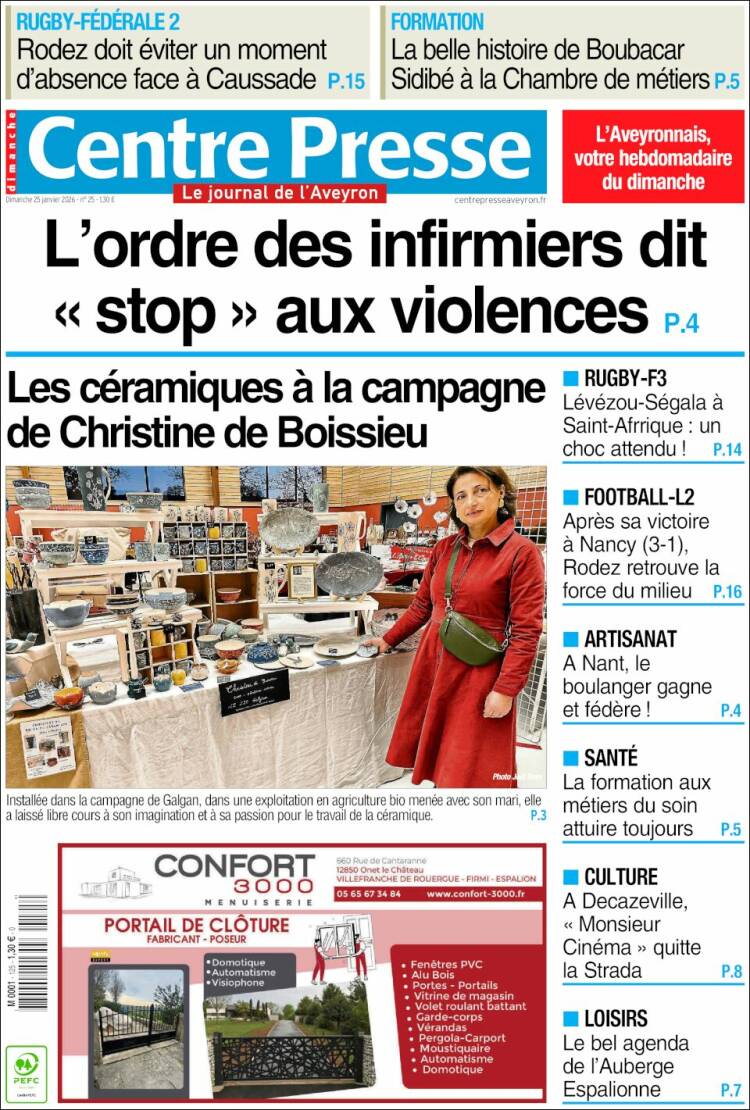Portada de Centre Presse (Francia)