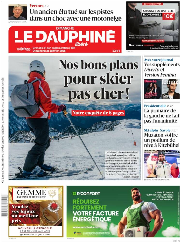 Portada de Le Dauphiné Libéré (Francia)