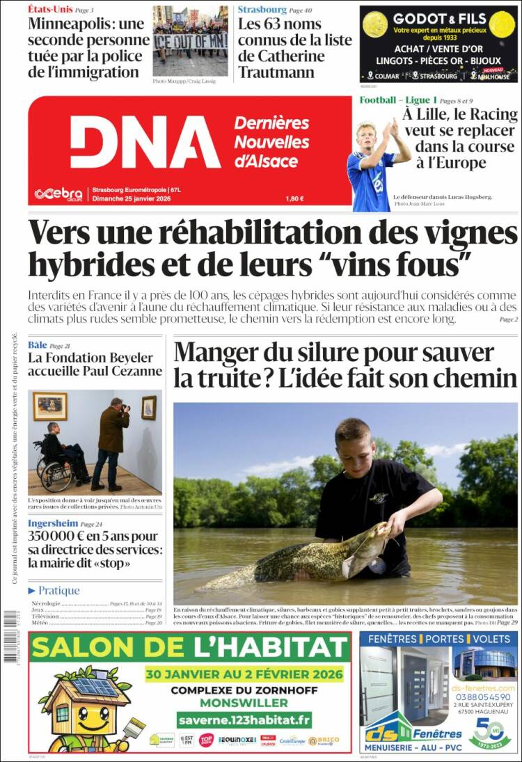 Portada de Les Dernières Nouvelles d'Alsace (Francia)