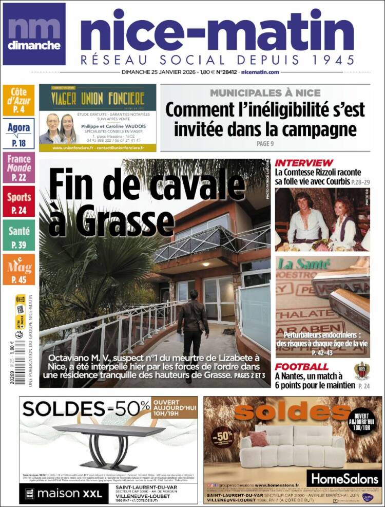 Portada de Nice-Matin (Francia)