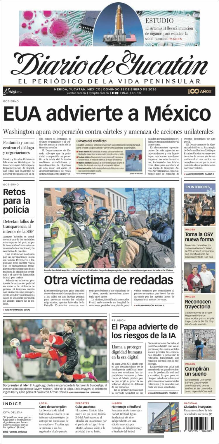 Portada de Diario de Yucatán (M&eacute;xico)