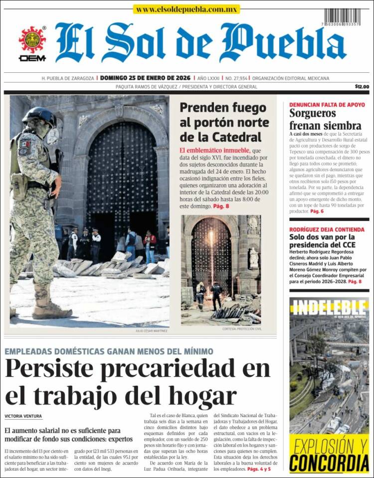 Portada de El Sol de Puebla (M&eacute;xico)
