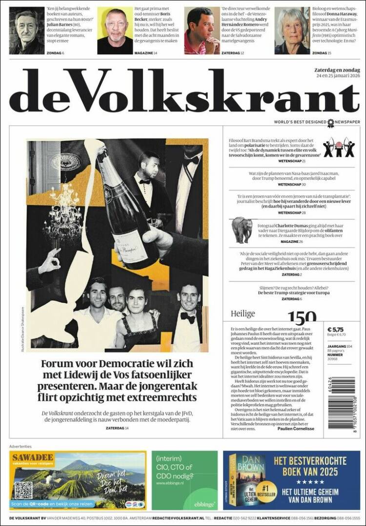 Portada de De Volkskrant (Pa&iacute;ses Bajos)