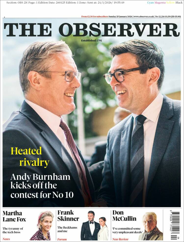 Portada de The Observer (United Kingdom)