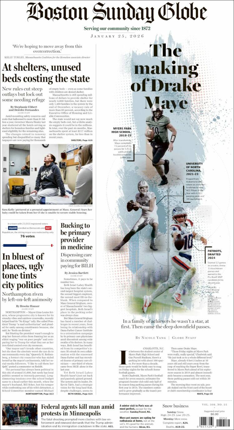 Portada de Boston Globe (USA)
