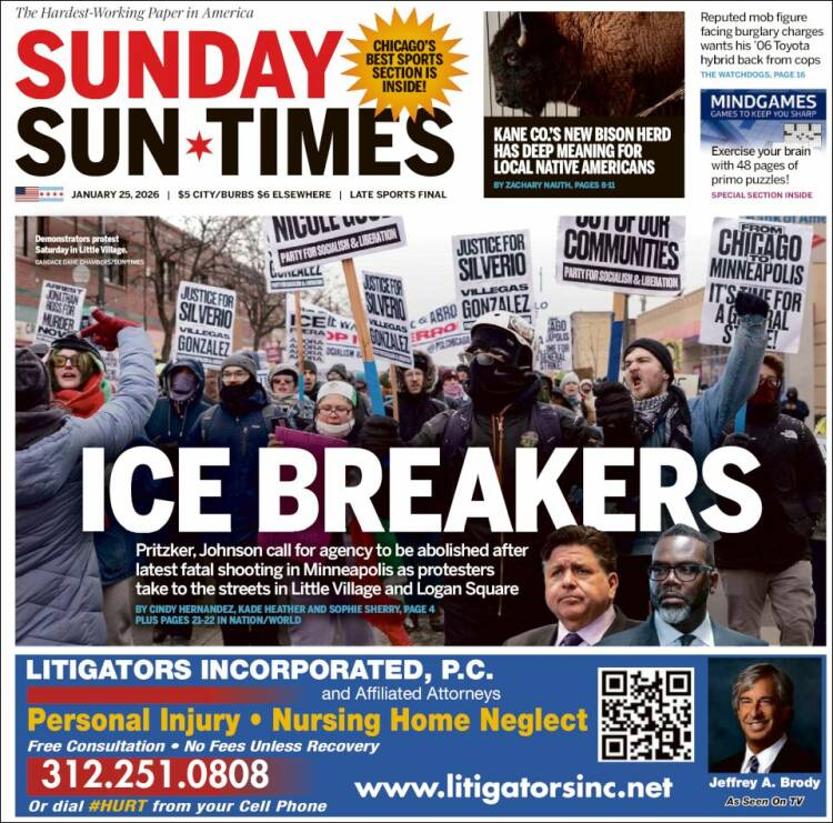 Portada de Chicago Sun-Times (USA)