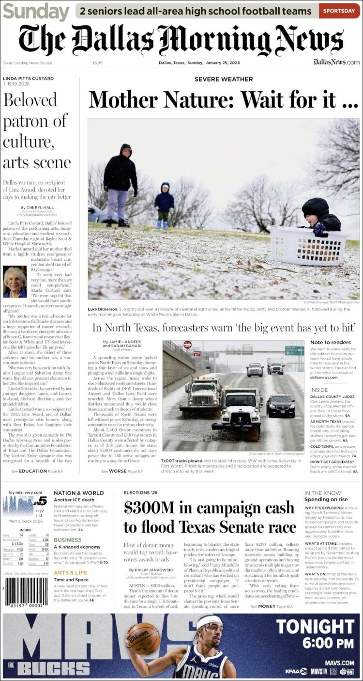 Portada de Dallas Morning News (USA)