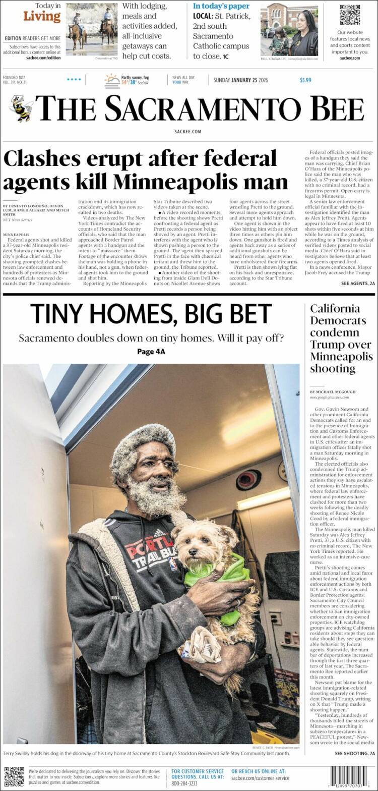 Portada de The Sacramento Bee (USA)