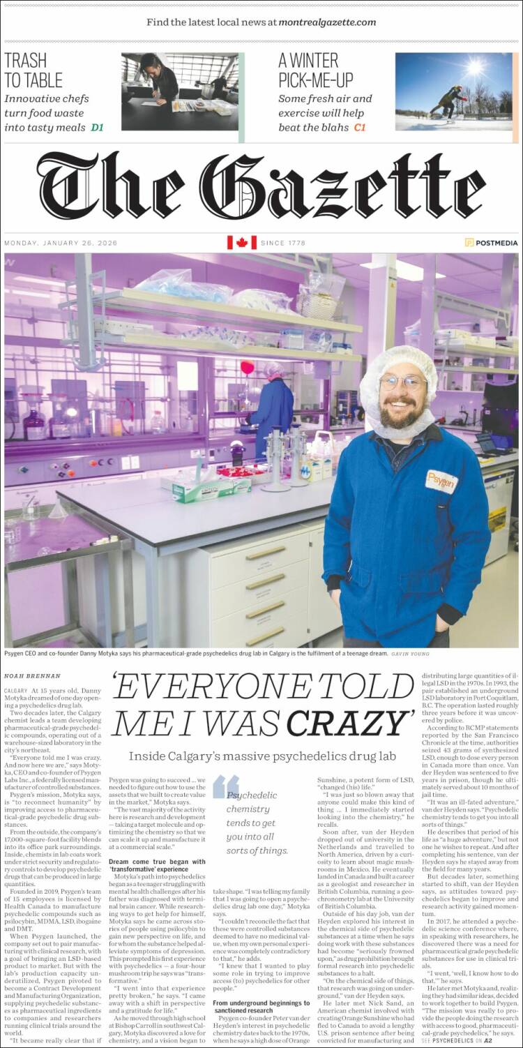 Portada de The Gazette (Canad&aacute;)