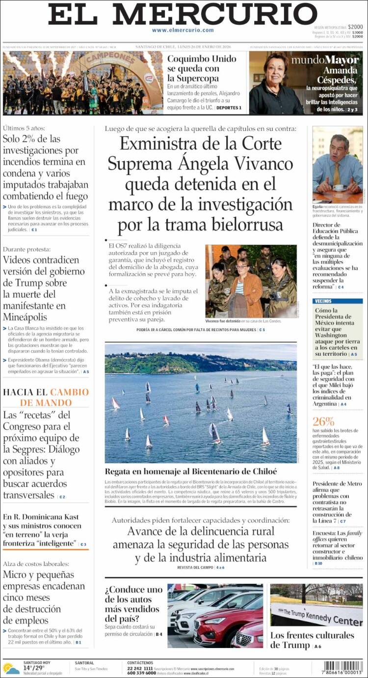 Portada de El Mercurio (Chile)
