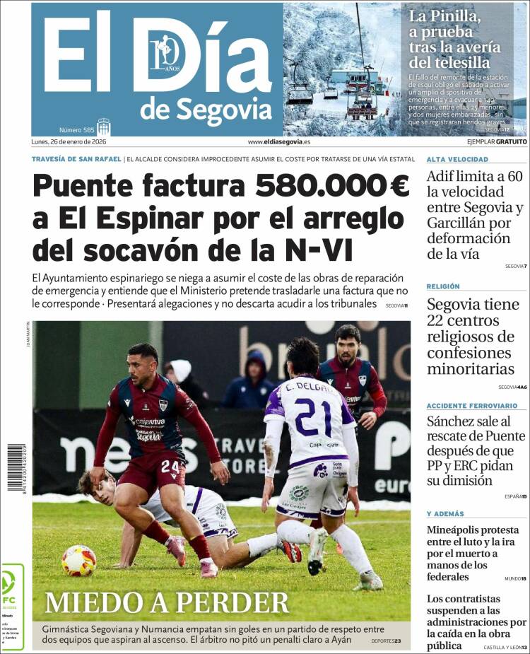 Portada de El Día de Segovia (Espa&ntilde;a)