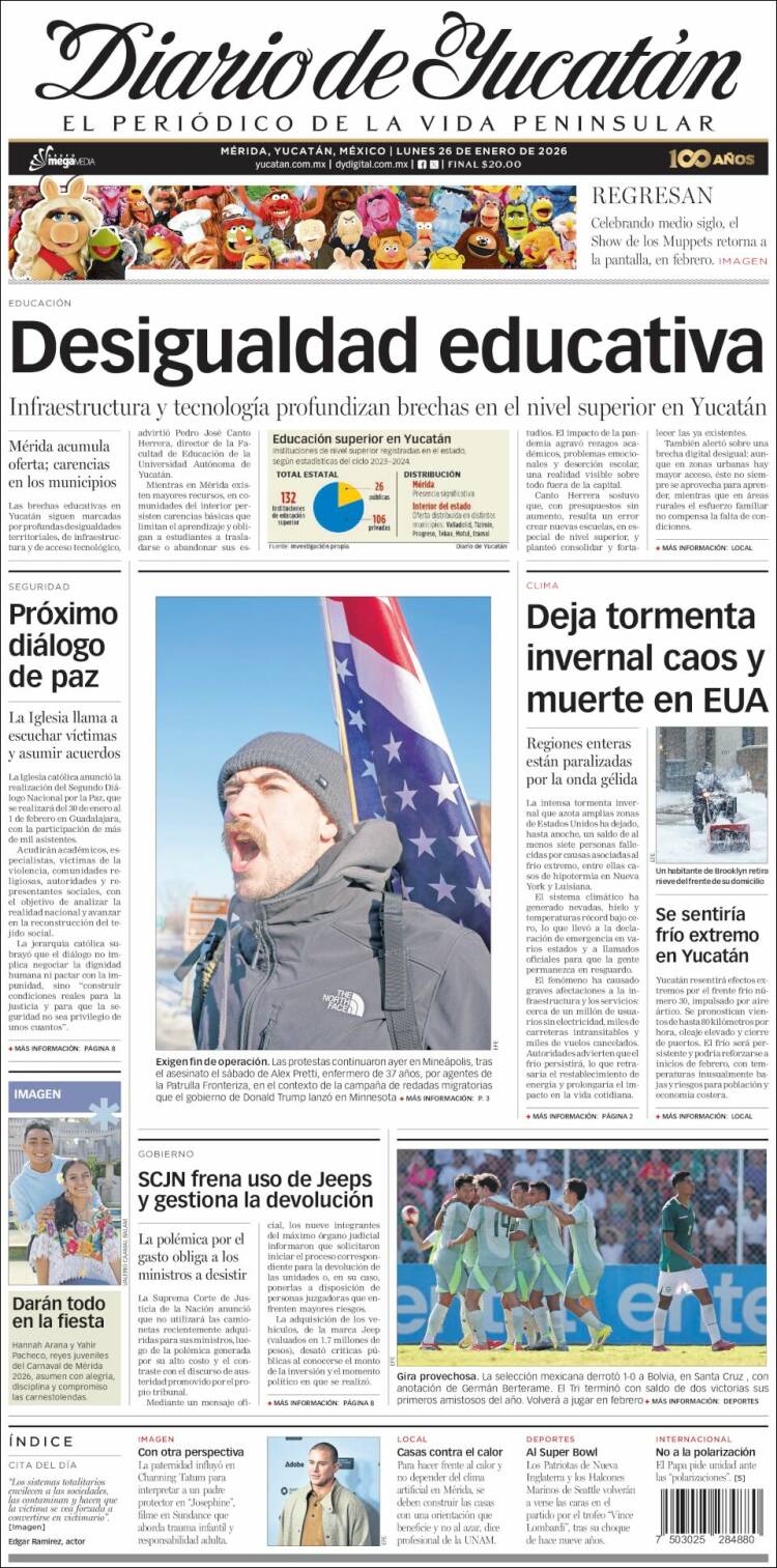 Portada de Diario de Yucatán (M&eacute;xico)