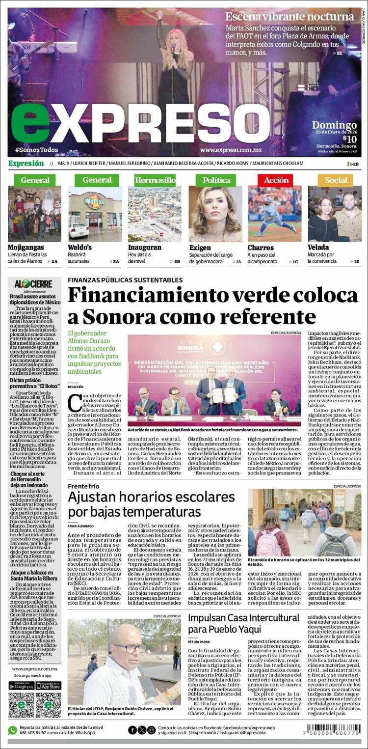 Portada de Expreso (M&eacute;xico)