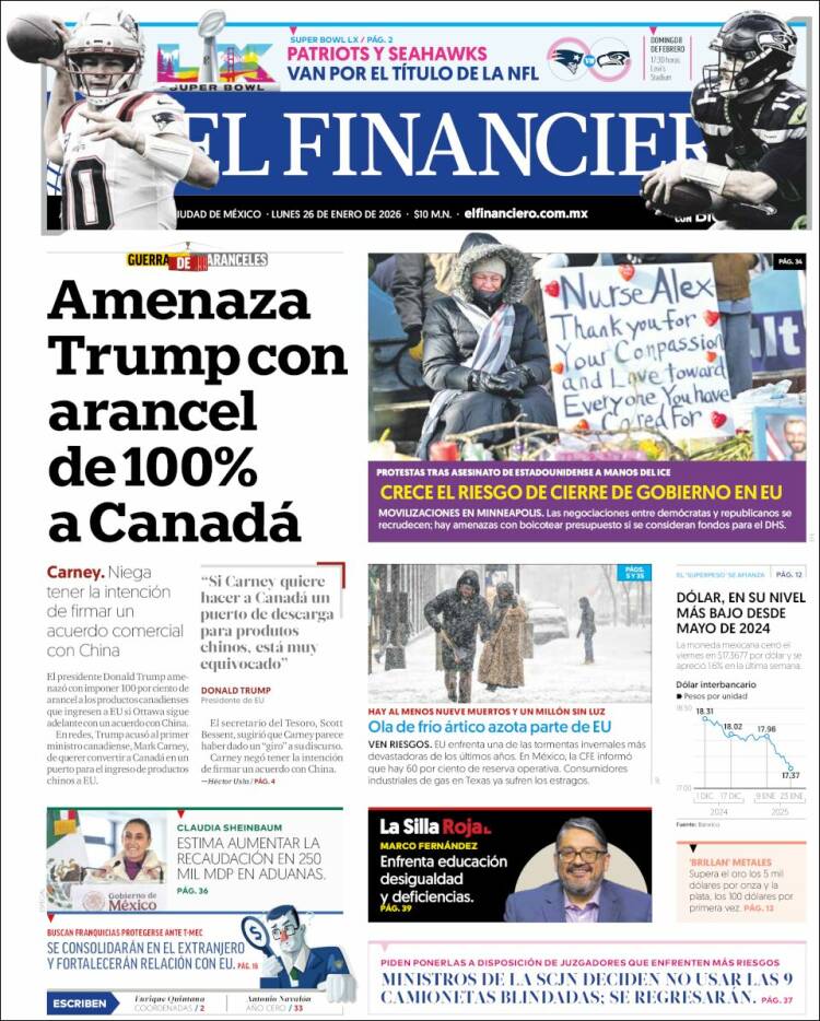 Portada de El Financiero (M&eacute;xico)