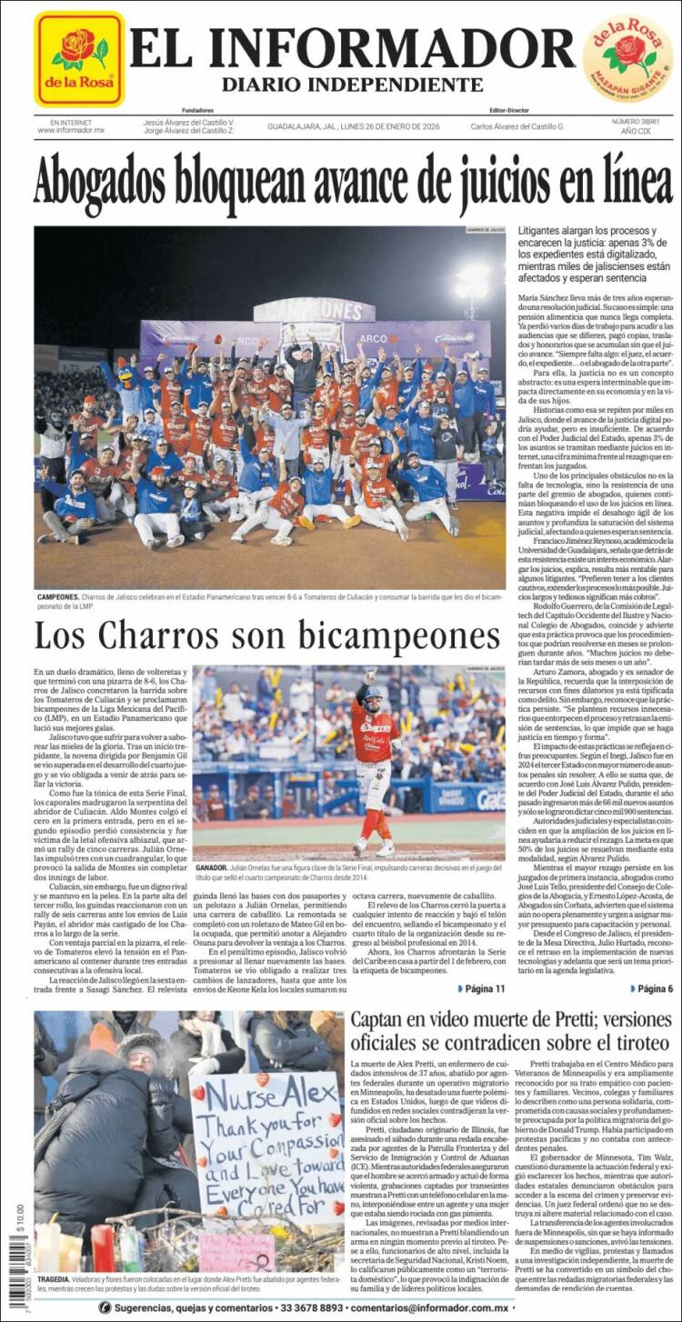 Portada de El Informador (M&eacute;xico)