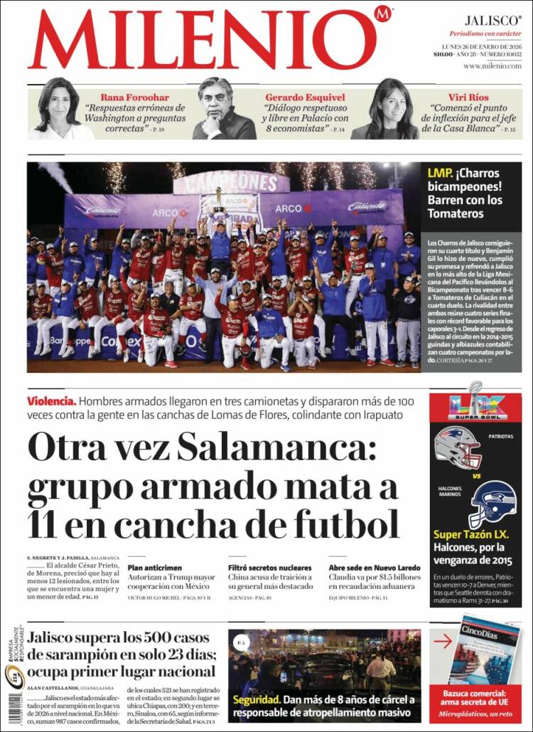 Portada de Milenio - Jalisco (M&eacute;xico)