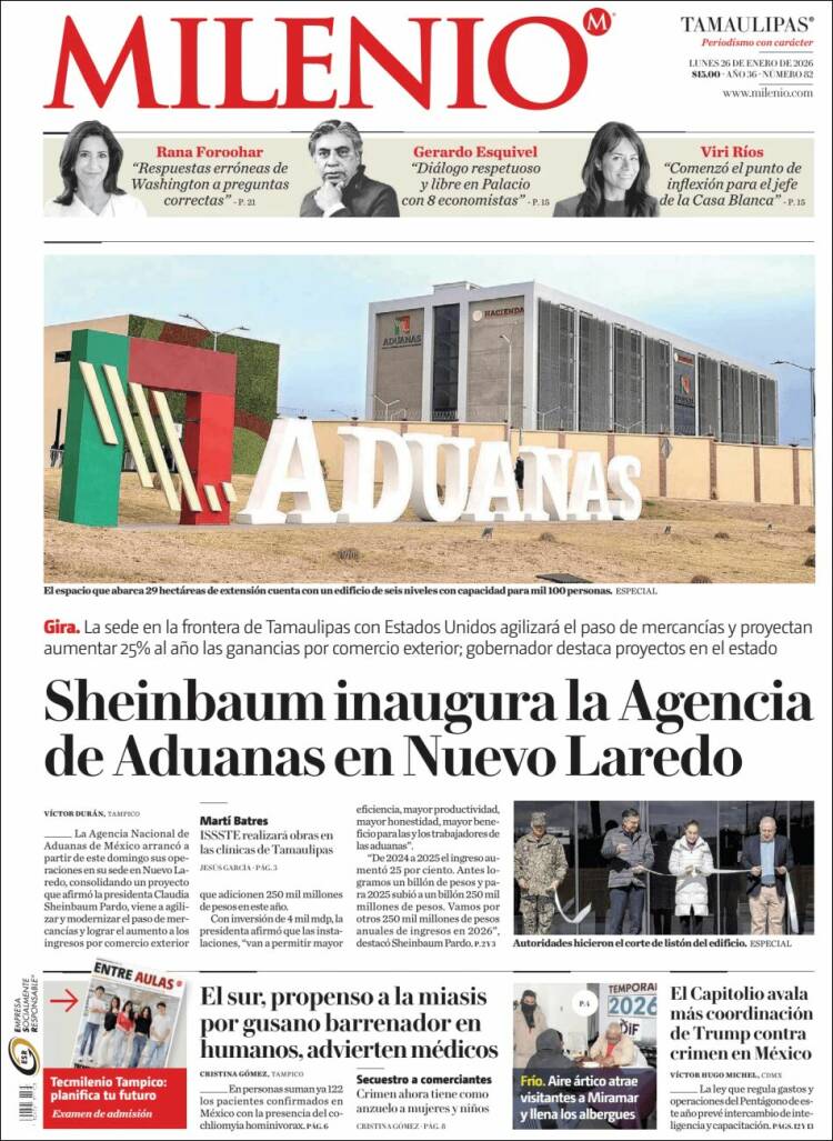 Portada de Milenio - Tamaulipas (M&eacute;xico)