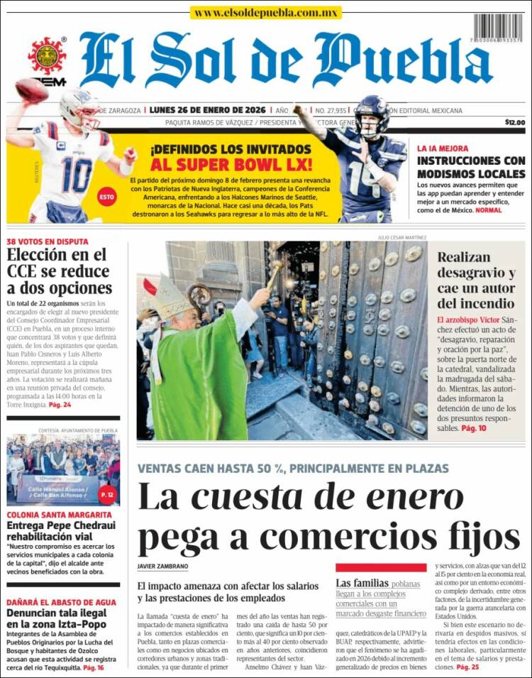 Portada de El Sol de Puebla (M&eacute;xico)