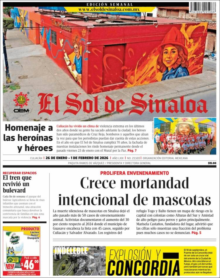 Portada de El Sol de Sinaloa (M&eacute;xico)