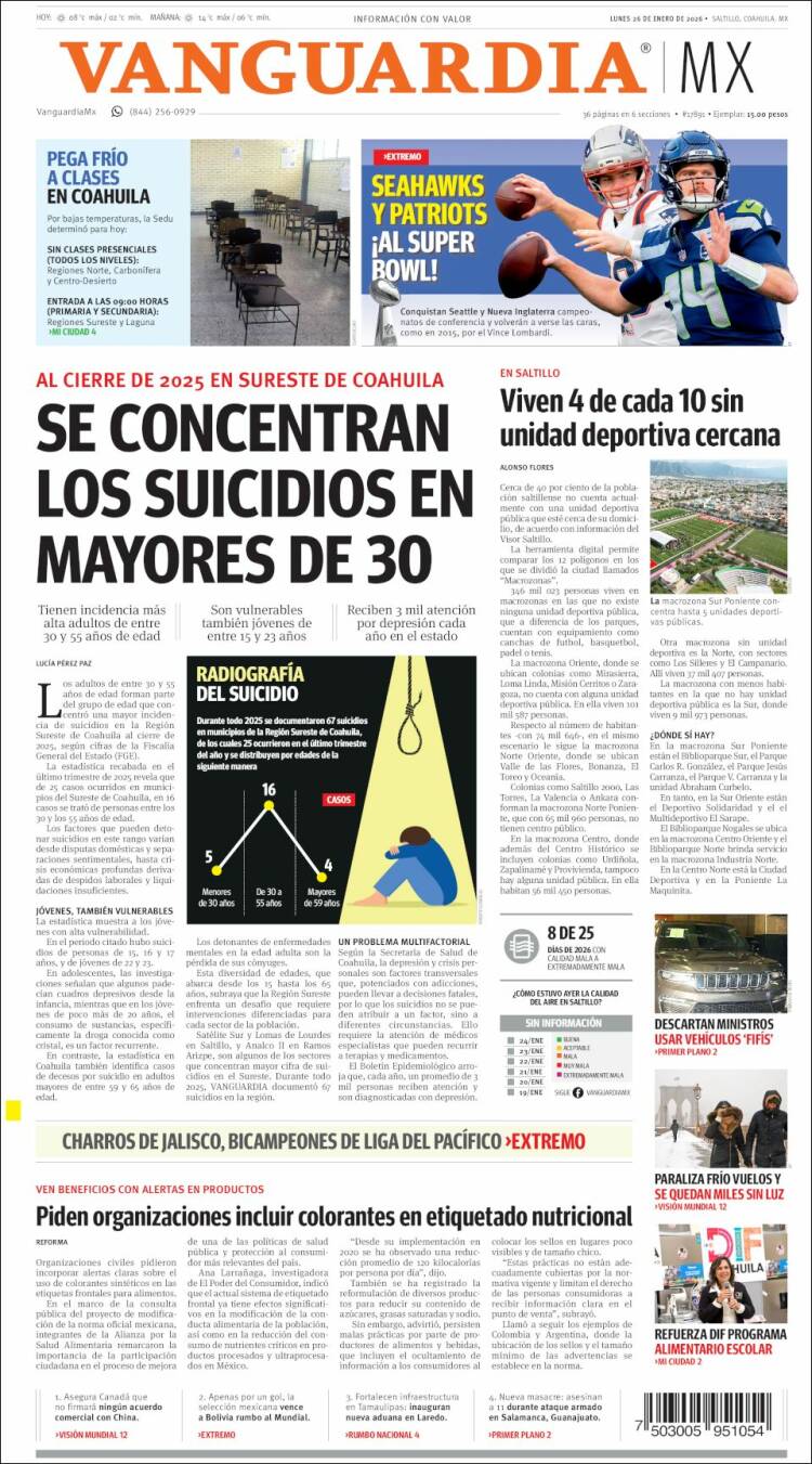 Portada de Vanguardia (M&eacute;xico)