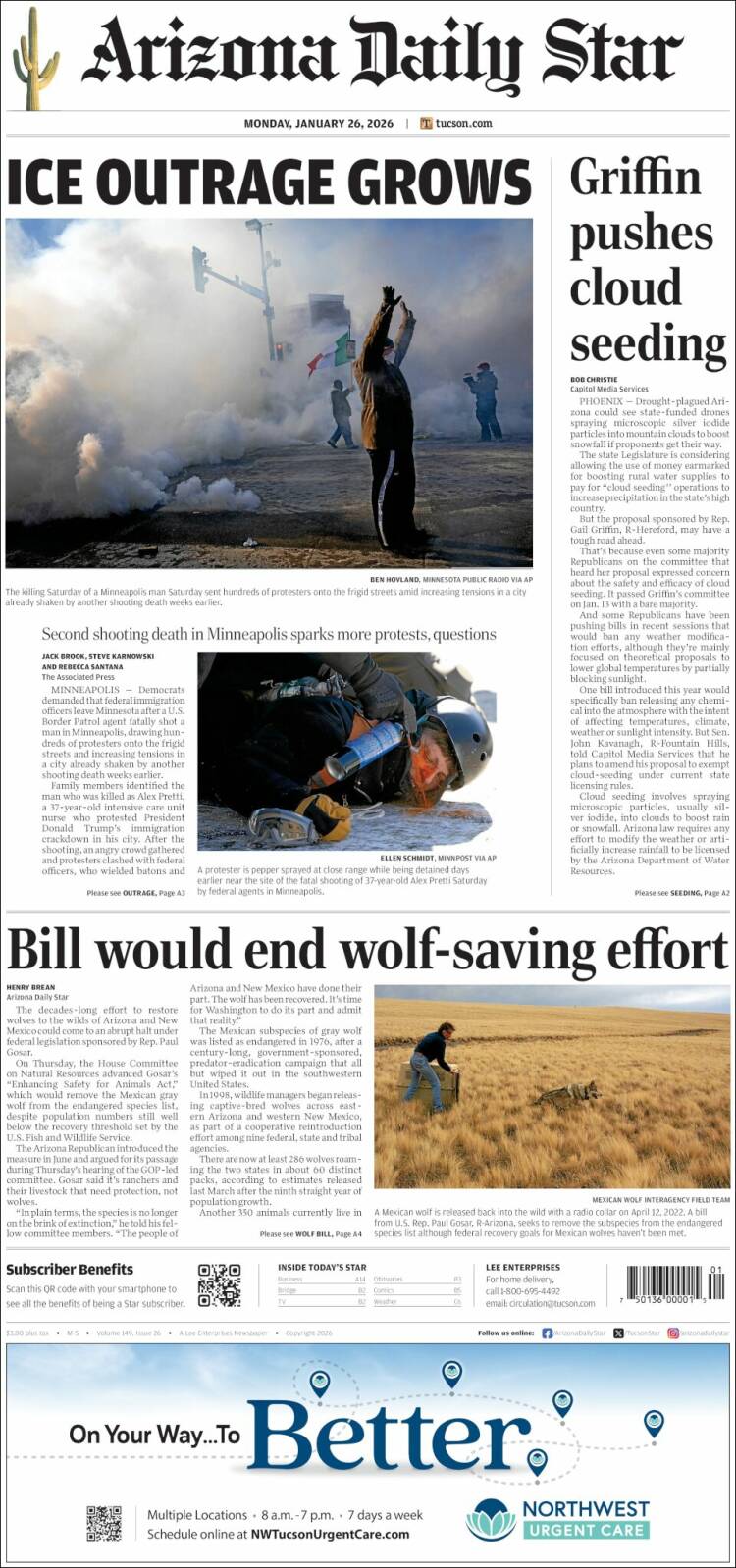 Portada de Arizona Daily Star (USA)