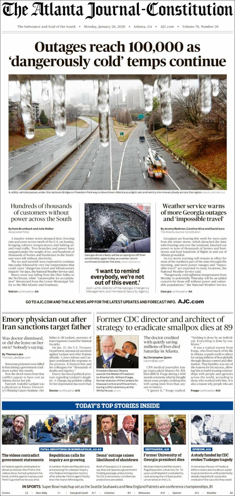 Portada de The Atlanta Journal-Constitution (USA)