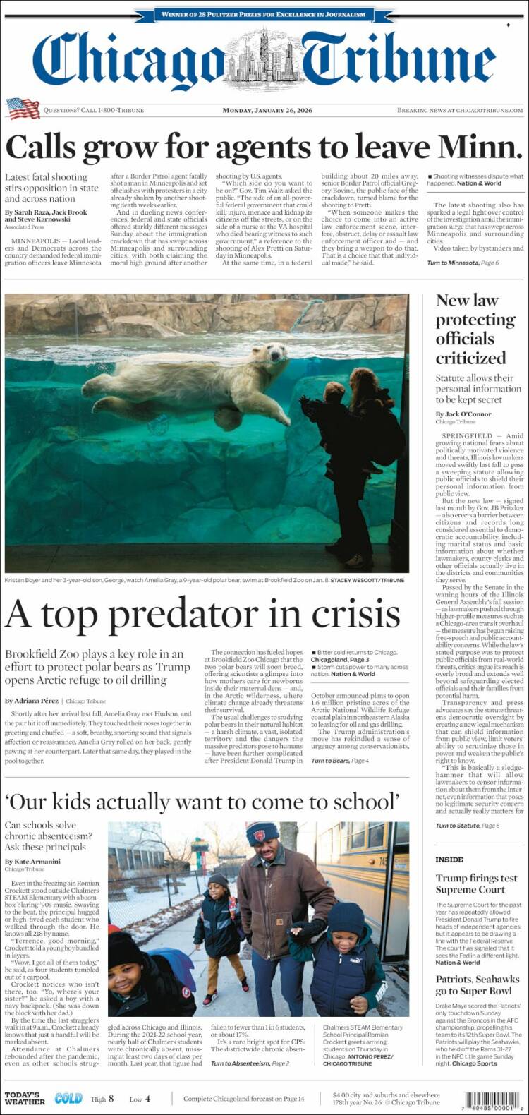 Portada de Chicago Tribune (USA)