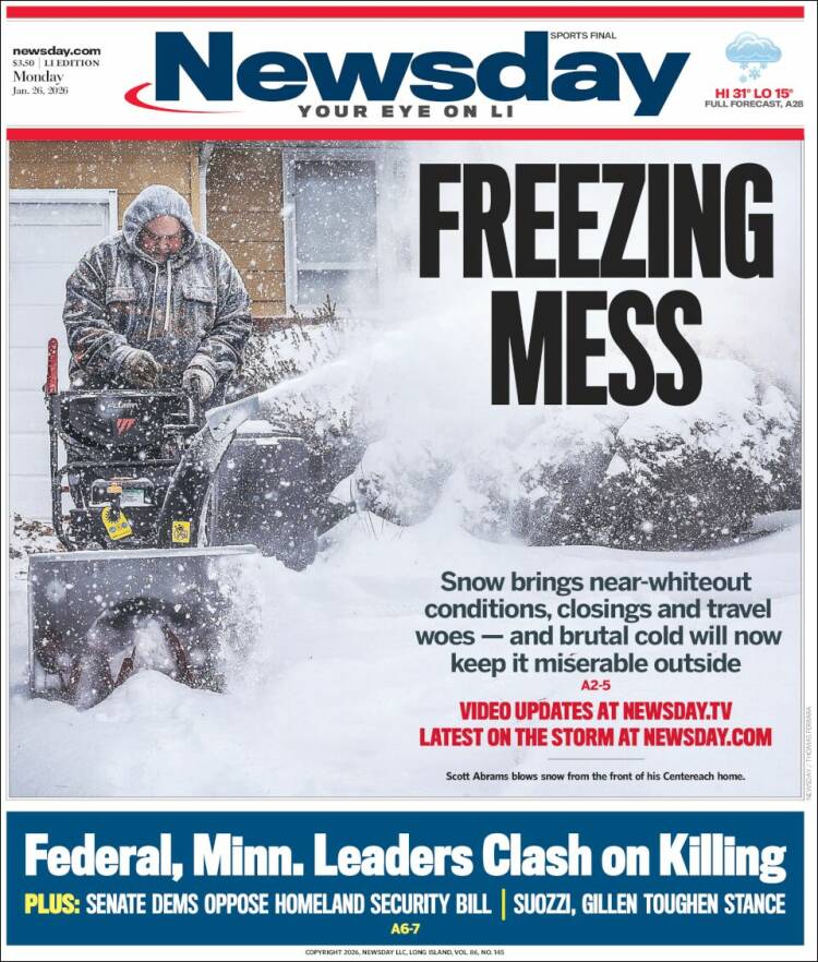 Portada de Newsday (USA)