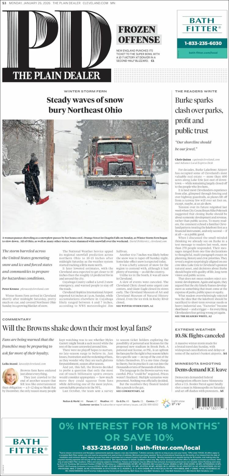 Portada de The Plain Dealer (USA)