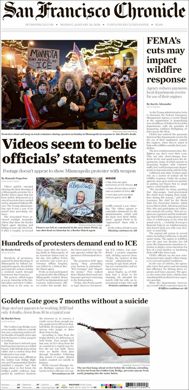Portada de San Francisco Chronicle (USA)