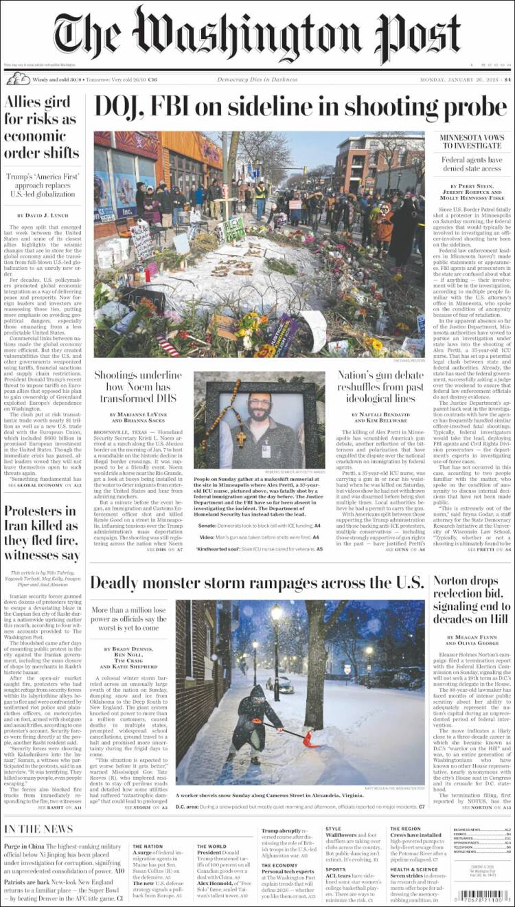 Portada de The Washington Post (USA)