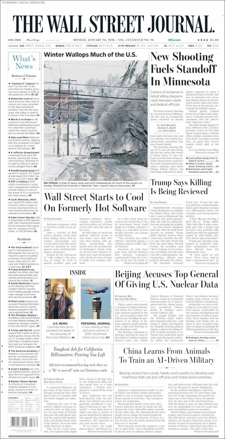 Portada de Wall Street Journal (USA)